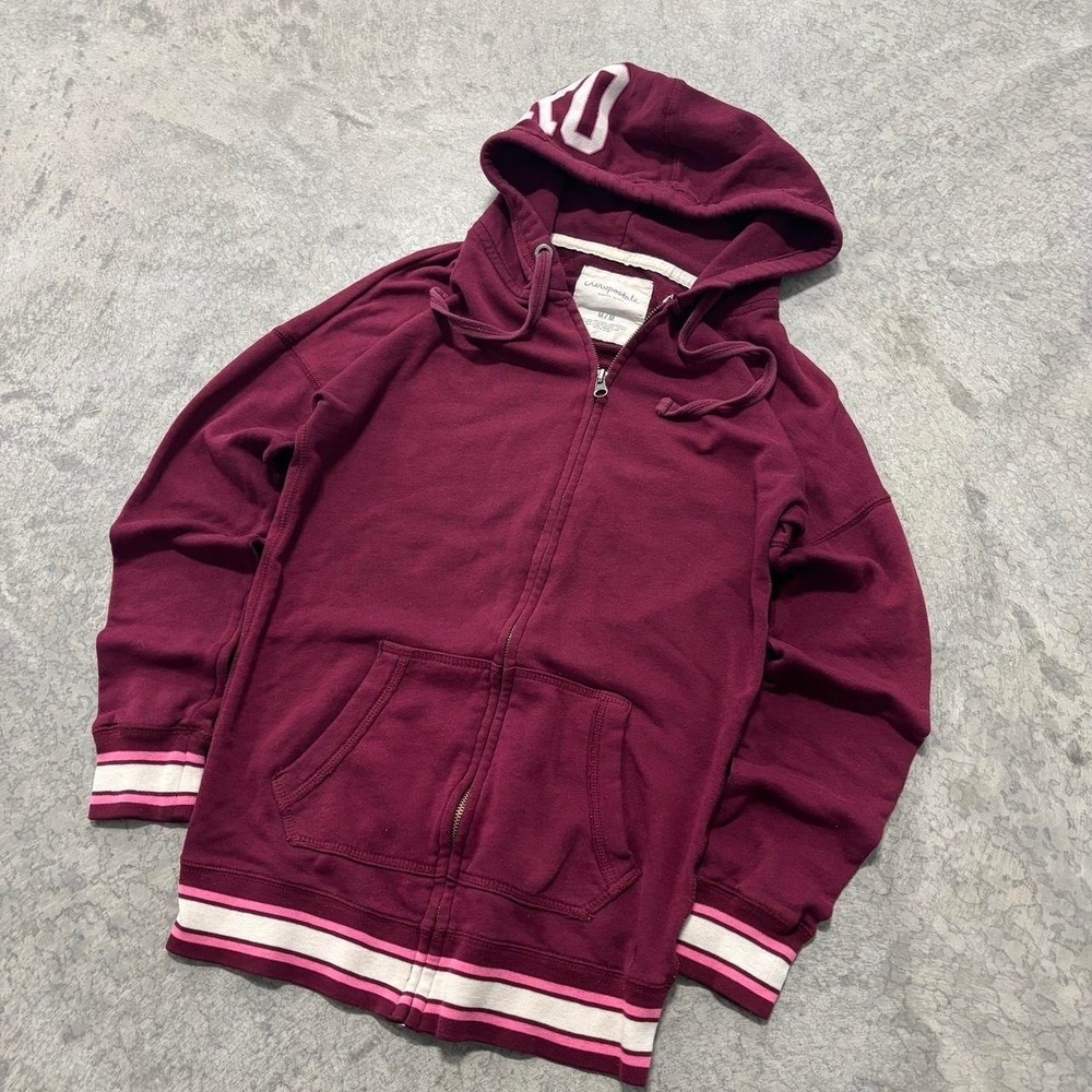 Aeropostale Burgundy Zip-Up Hoodie Size M